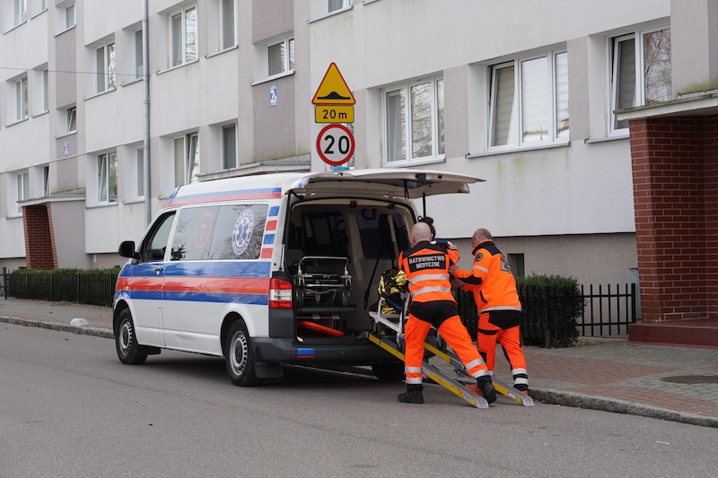 Zespół ratowników medycznych MarMed przy ambulansie